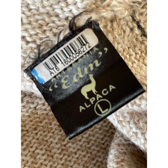 Hand Woven Alpaca Wool Tasseled Hooded Sweater Large - Picture 7 of 7